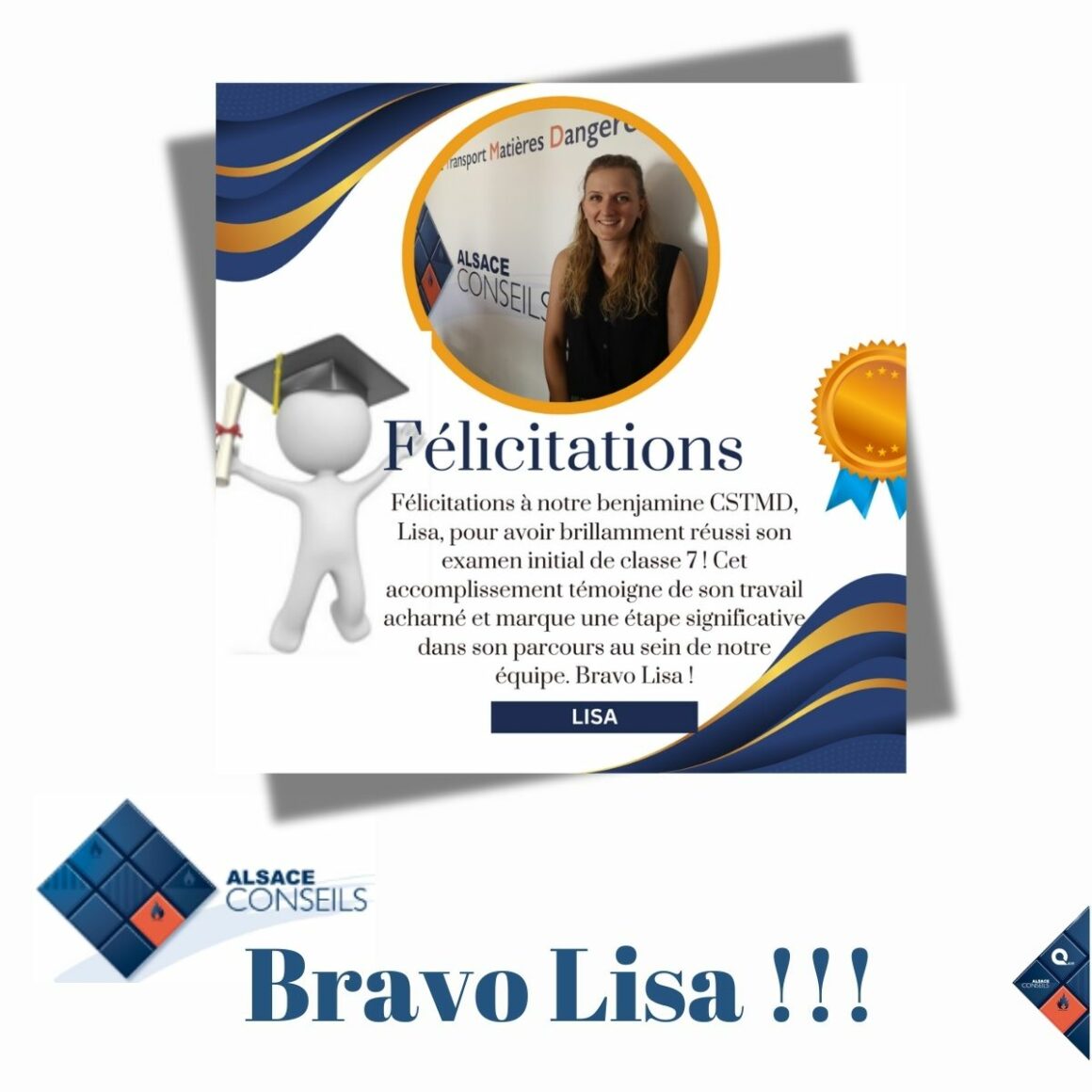 Félicitations à Notre Benjamine CSTMD, Lisa !